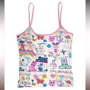 Social Justice Spaghetti Strap Tank Top Cami Freedom Rights Scribble Doodles S/M